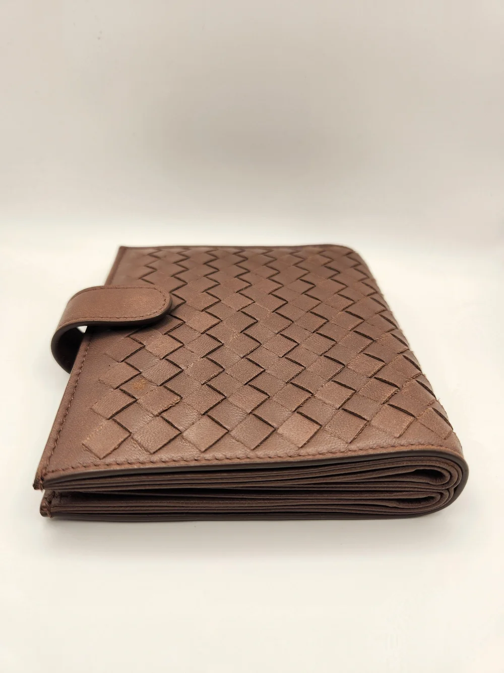 Bottega Veneta Intrecciato Taupe Leather Woven Card Wallet